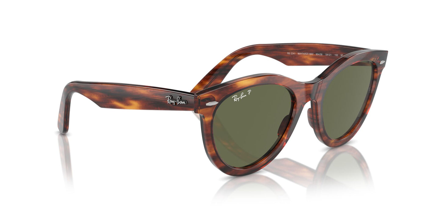 Ray-Ban Wayfarer Way RB2241 Striped Havana/Green Polarised #colour_striped-havana-green-polarised