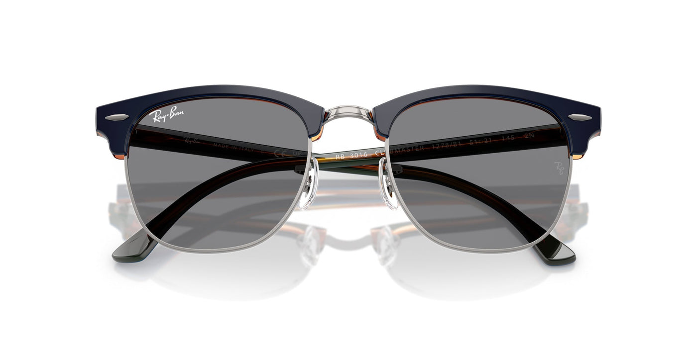 Ray-Ban Clubmaster RB3016 Blue on Havana-Gunmetal/Dark Grey #colour_blue-on-havana-gunmetal-dark-grey