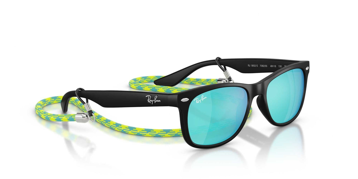 Ray-Ban Kids RJ9052S Rubber Black/Light Green Blue Mirror #colour_rubber-black-light-green-blue-mirror