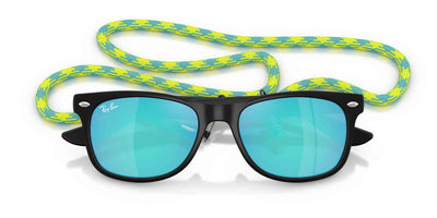 Ray-Ban Kids RJ9052S Rubber Black/Light Green Blue Mirror #colour_rubber-black-light-green-blue-mirror