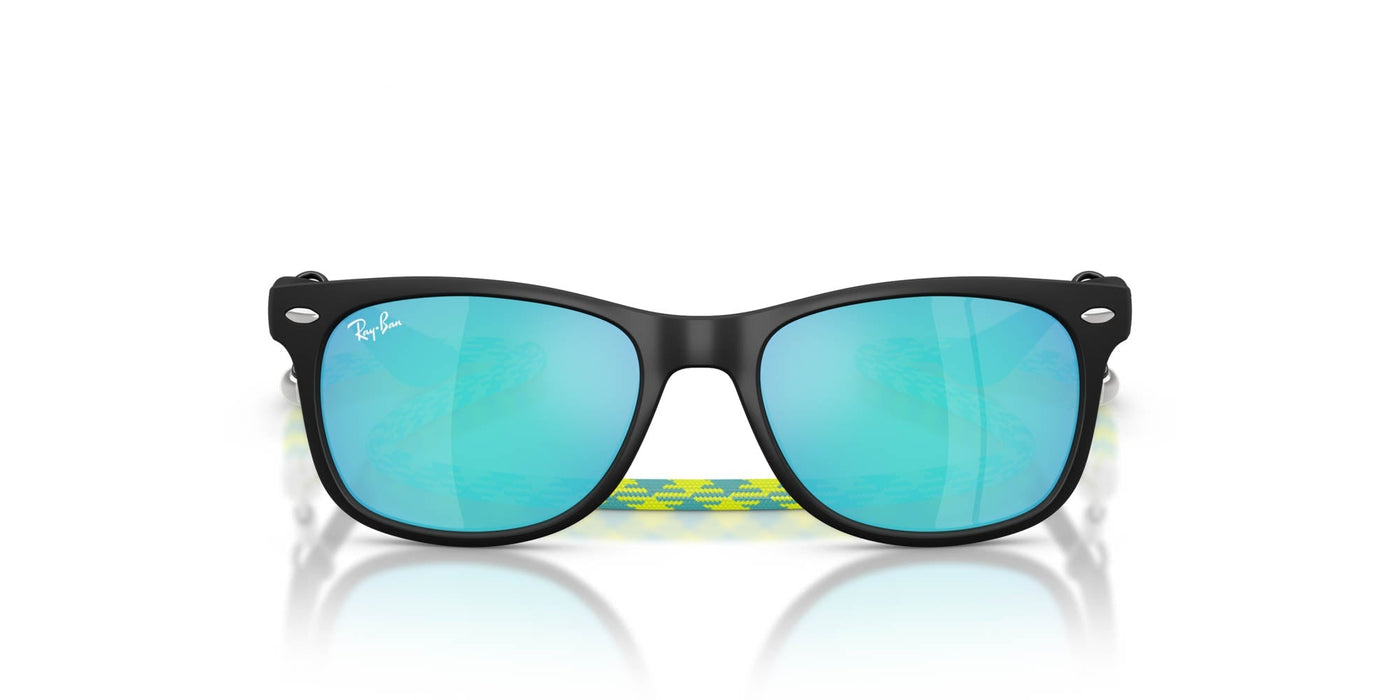 Ray-Ban Kids RJ9052S Rubber Black/Light Green Blue Mirror #colour_rubber-black-light-green-blue-mirror