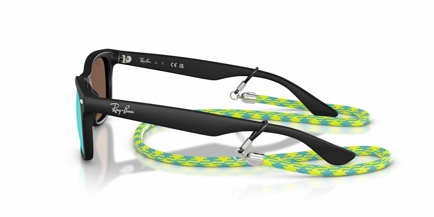 Ray-Ban Kids RJ9052S Rubber Black/Light Green Blue Mirror #colour_rubber-black-light-green-blue-mirror