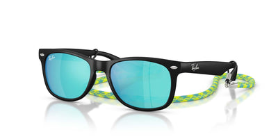 Ray-Ban Kids RJ9052S Rubber Black/Light Green Blue Mirror #colour_rubber-black-light-green-blue-mirror
