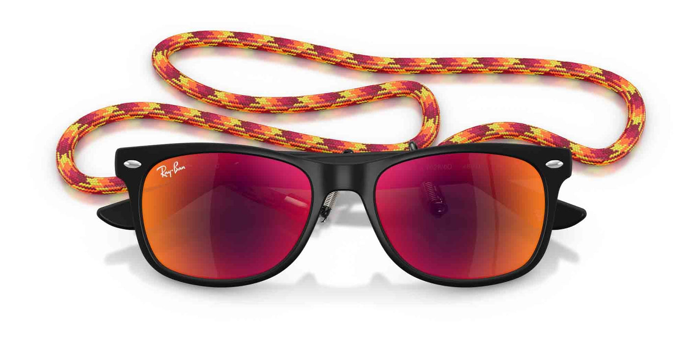 Ray-Ban Kids RJ9052S Rubber Black/Brown Orange Mirror #colour_rubber-black-brown-orange-mirror