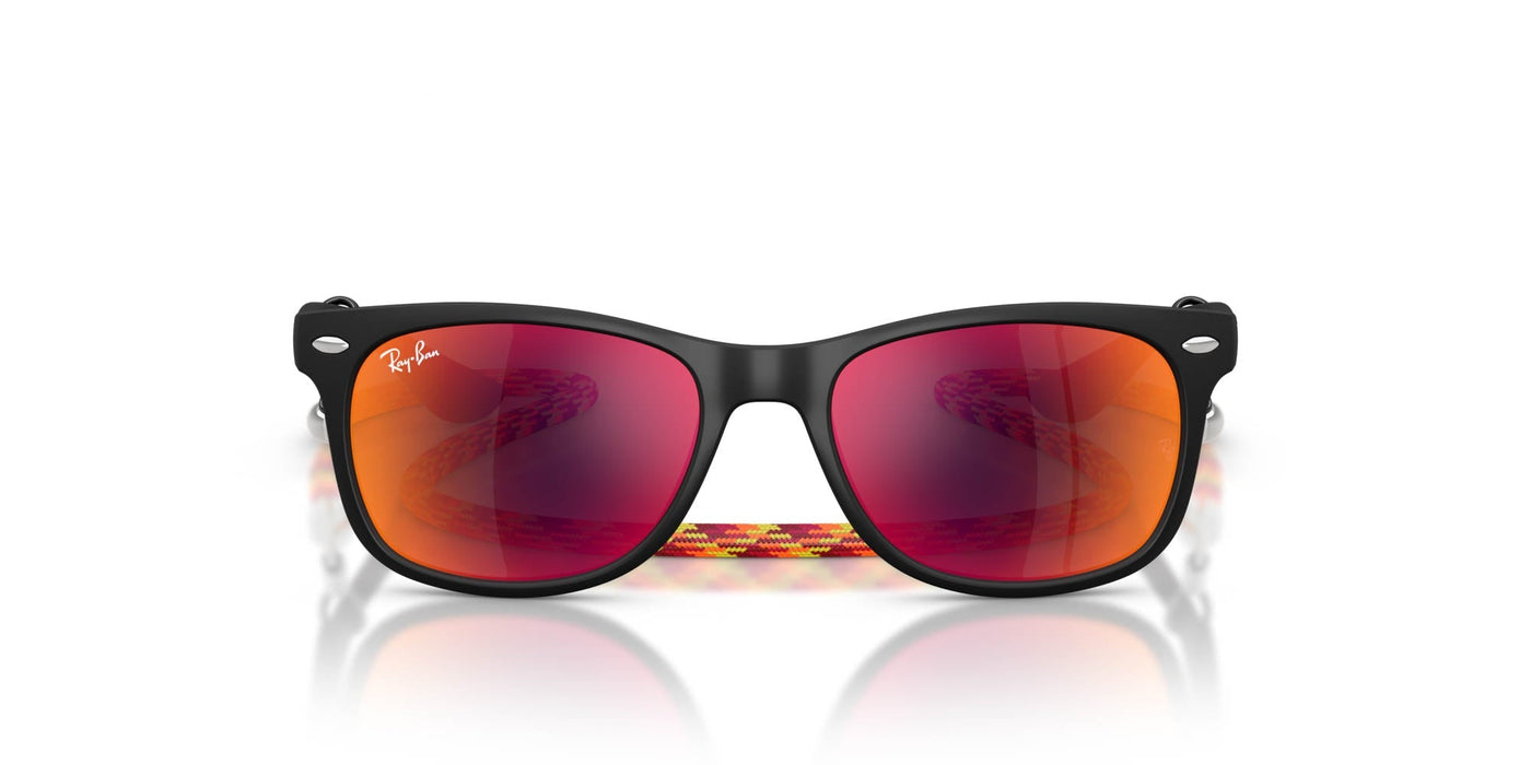 Ray-Ban Kids RJ9052S Rubber Black/Brown Orange Mirror #colour_rubber-black-brown-orange-mirror