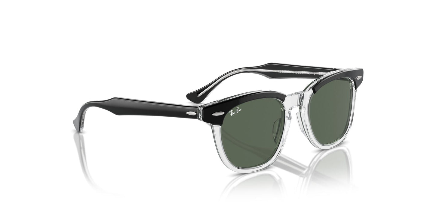 Ray-Ban Junior RJ9098S Black On Transparent/Dark Green #colour_black-on-transparent-dark-green