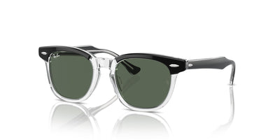 Ray-Ban Junior RJ9098S Black On Transparent/Dark Green #colour_black-on-transparent-dark-green