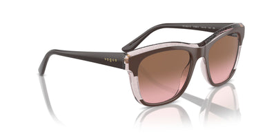 Vogue Eyewear VO5557S Brown/Transparent Rose Glitter/Pink Brown Gradient #colour_brown-transparent-rose-glitter-pink-brown-gradient