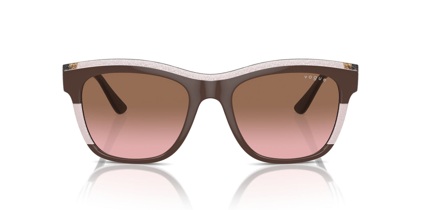 Vogue Eyewear VO5557S Brown/Transparent Rose Glitter/Pink Brown Gradient #colour_brown-transparent-rose-glitter-pink-brown-gradient