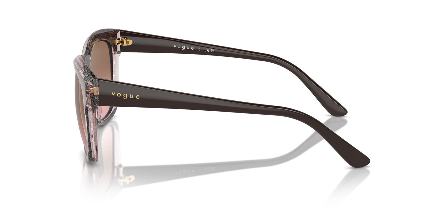 Vogue Eyewear VO5557S Brown/Transparent Rose Glitter/Pink Brown Gradient #colour_brown-transparent-rose-glitter-pink-brown-gradient