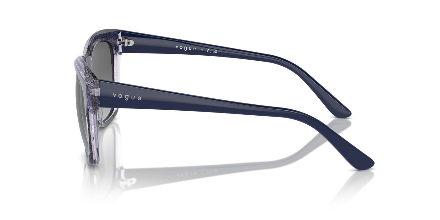 Vogue Eyewear VO5557S Blue/Transparent Lilac Glitter/Grey Gradient #colour_blue-transparent-lilac-glitter-grey-gradient