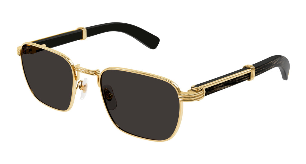 Cartier CT0363S #colour_shiny gold with black genuine buffalo horn/grey with light mirror