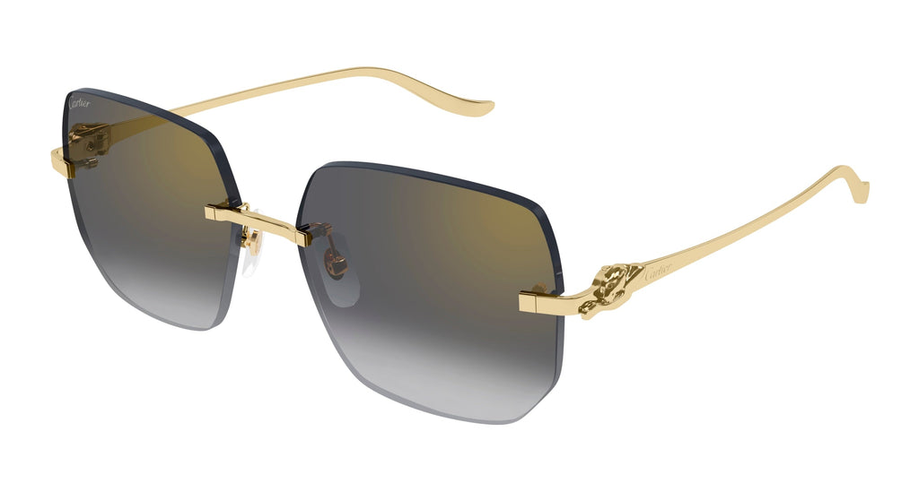 Cartier Panthere CT0549S #colour_shiny gold/grey to clear gradient with bronze mirror