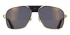 Cartier CT0389S #colour_shiny gold with genuine white buffalo horn and black leather/grey with light gold flash mirror polarised