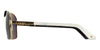 Cartier CT0389S #colour_shiny gold with genuine white buffalo horn and black leather/grey with light gold flash mirror polarised