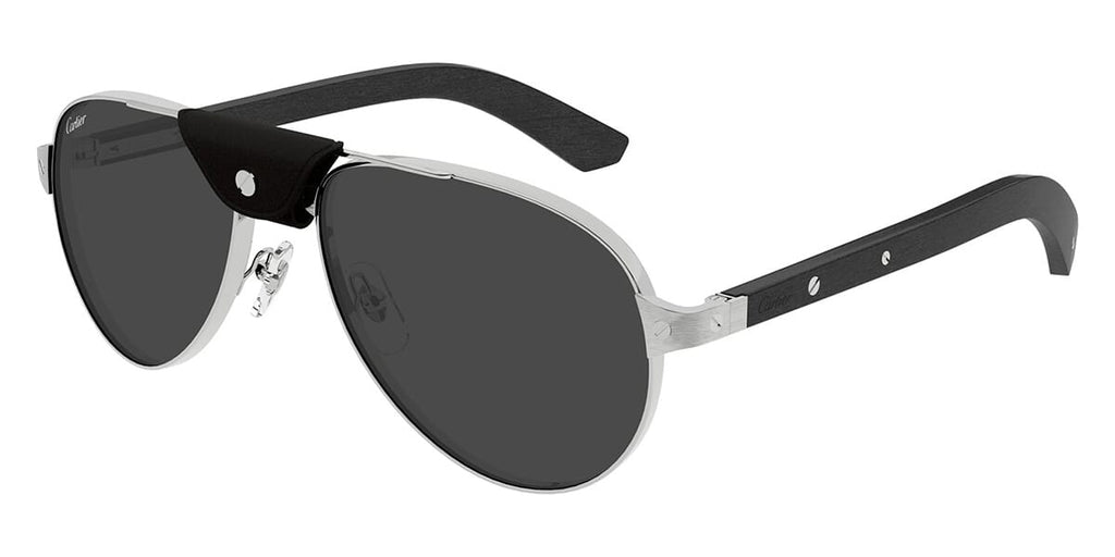 Cartier CT0495S #colour_silver with black wood/grey smoke