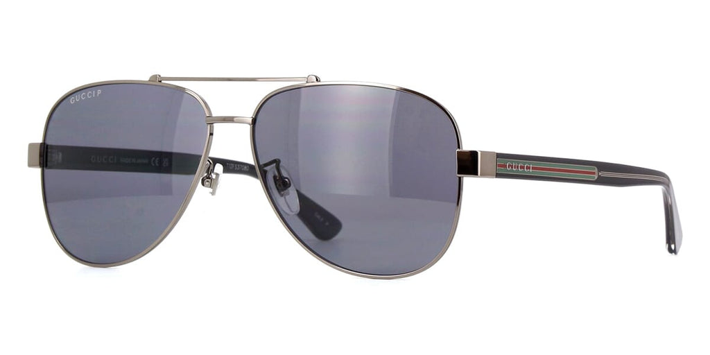 Gucci GG0528S #colour_shiny ruthenium/grey with light mirror polarised