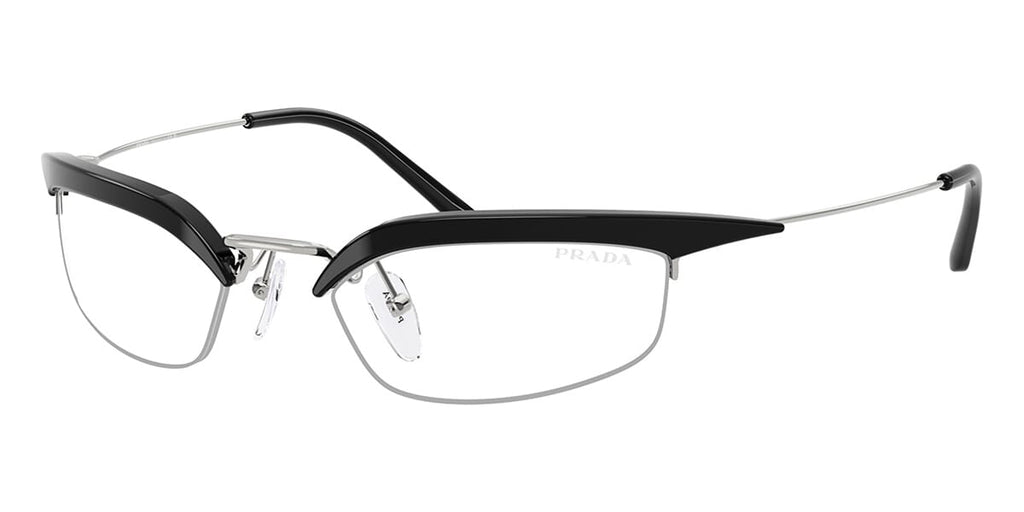 Prada SPRB50 #colour_black and silver/clear blue light filter