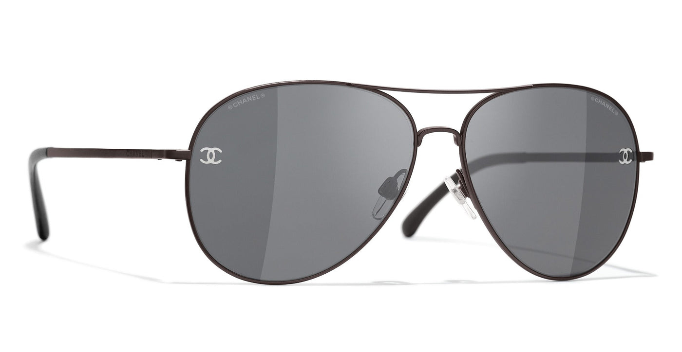CHANEL 4189TQ Aviator Titanium & Calfskin Sunglasses | Maverick & Wolf