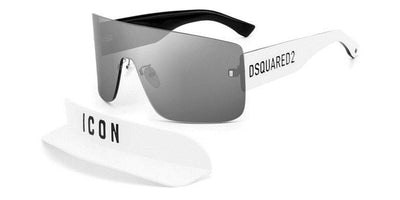 DSQUARED2 Icon Visor 0001/S White/Silver Mirror #colour_white-silver-mirror