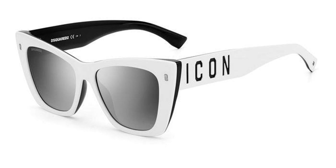 DSQUARED2 Icon 0006/S White-Black/Silver Mirror #colour_white-black-silver-mirror