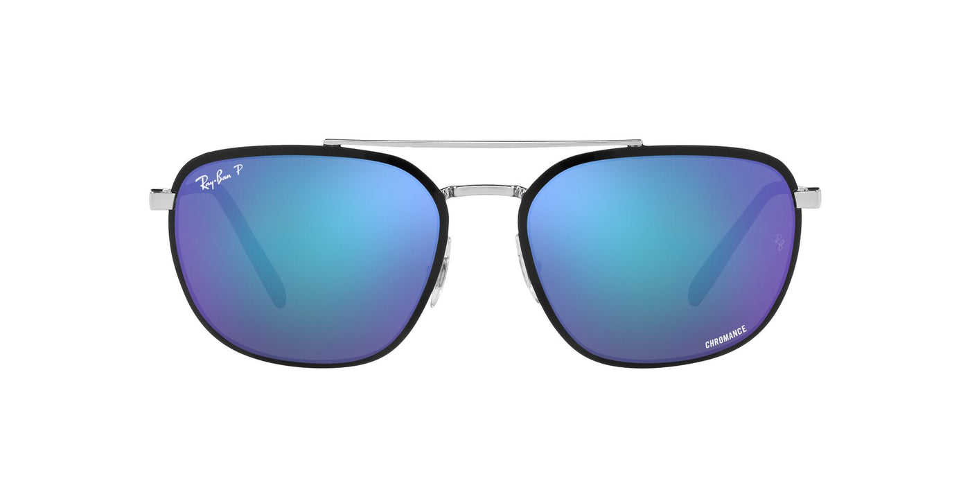 Ray-Ban RB3708 Black On Silver/Grey Blue Mirror Polarised #colour_black-on-silver-grey-blue-mirror-polarised