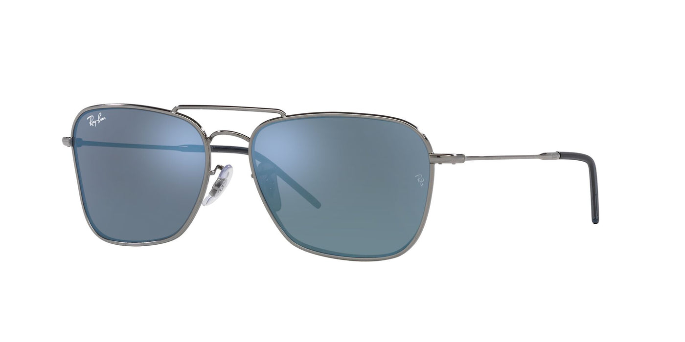 Ray-Ban Caravan Reverse RBR0102S Gunmetal/Dark Grey Turquoise Mirror #colour_gunmetal-dark-grey-turquoise-mirror