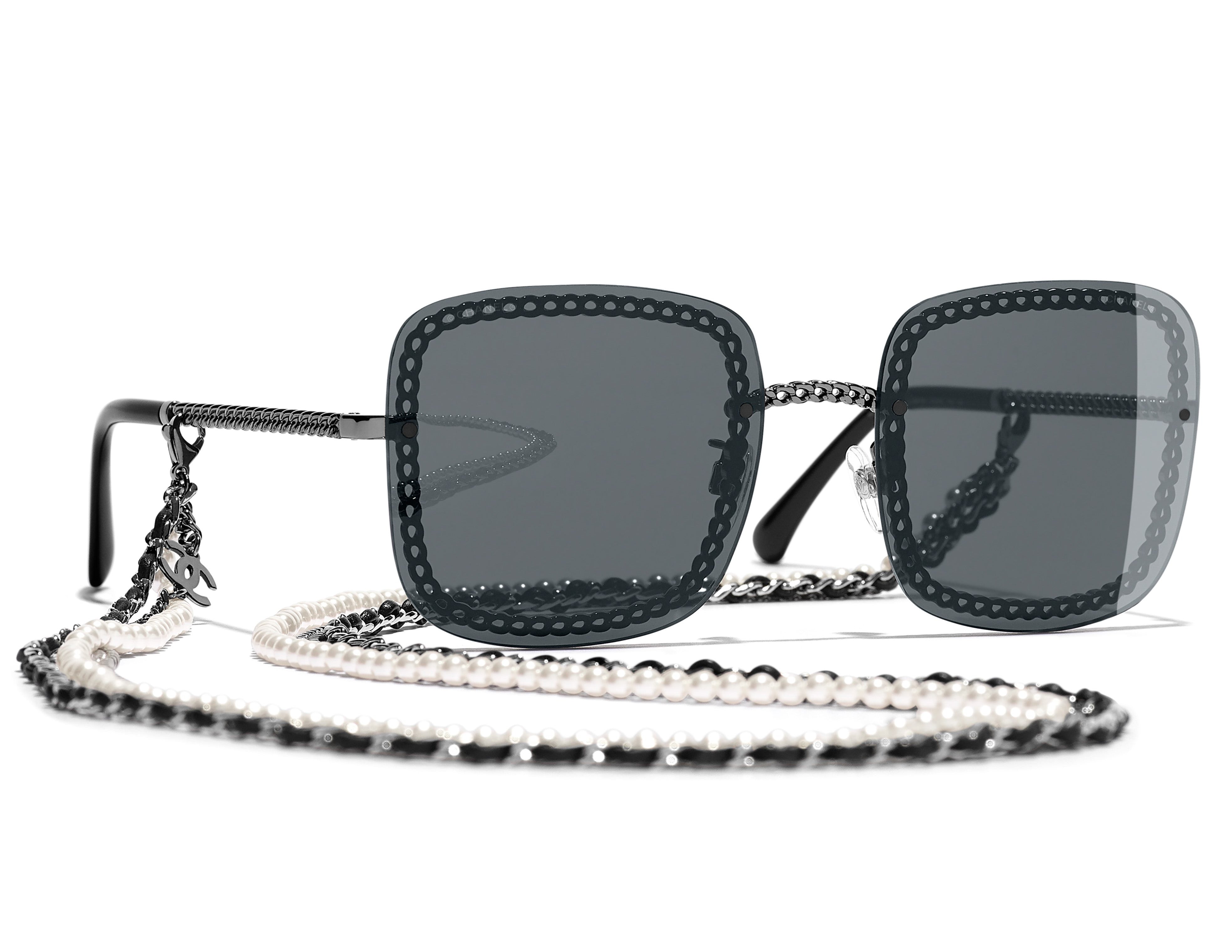 Sunglasses: Square Sunglasses, acetate & glass pearls — Fashion | CHANEL