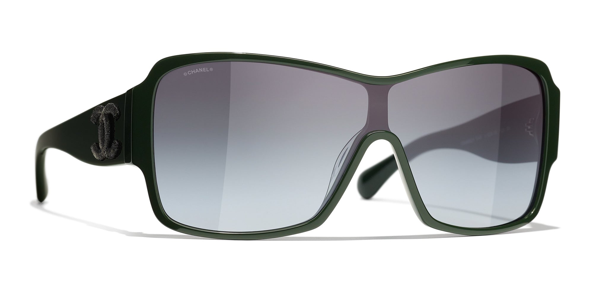 Sunglasses Chanel Chanel 5449 1228/S6 Gradient Oversized Shield Sunglasses in Dark Green Acetate