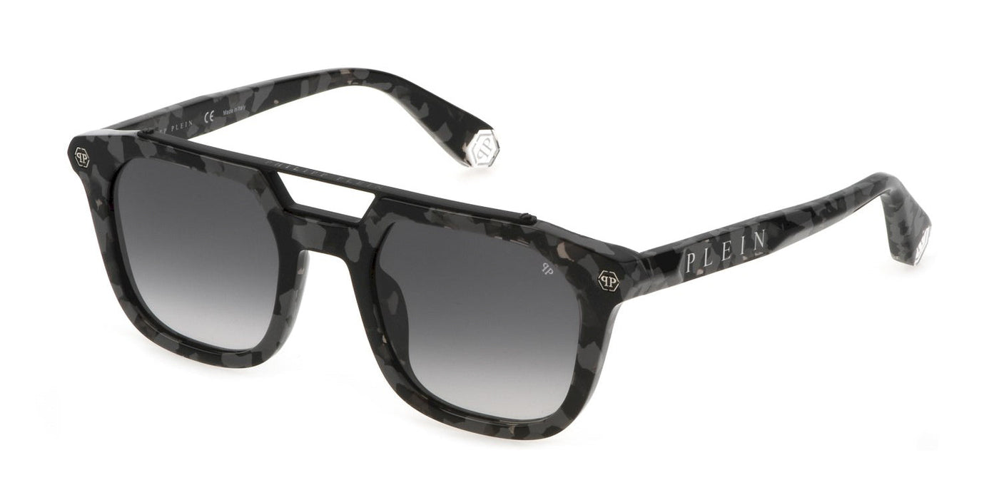 Philipp Plein SPP001M Shiny Grey-Black Havana/Smoke Gradient #colour_shiny-grey-black-havana-smoke-gradient