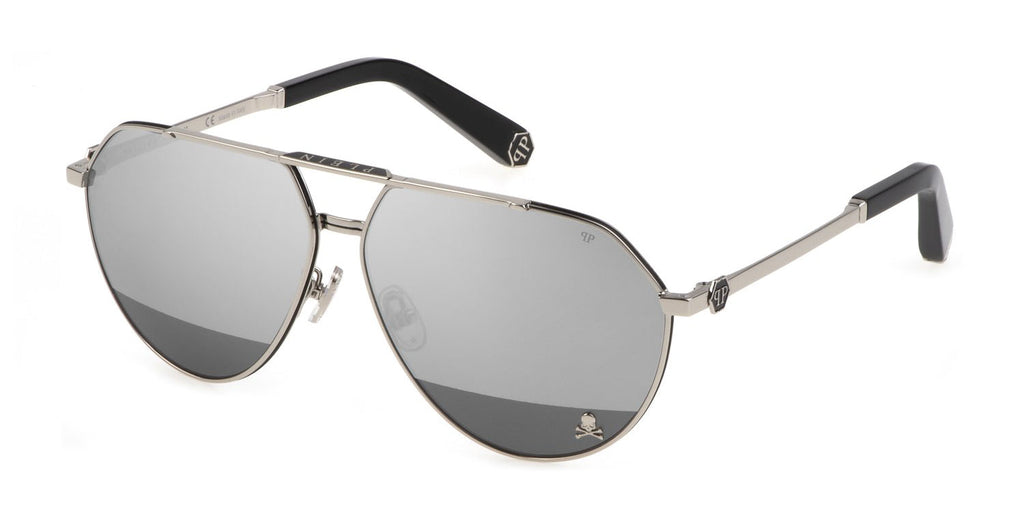 Philipp Plein SPP007M Palladium/Smoke Mirror Silver Shield #colour_palladium-smoke-mirror-silver-shield