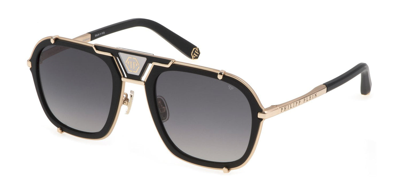 Philipp Plein SPP010M Shiny Rose Gold-Black/Polarised Smoke Gradient #colour_shiny-rose-gold-black-polarised-smoke-gradient