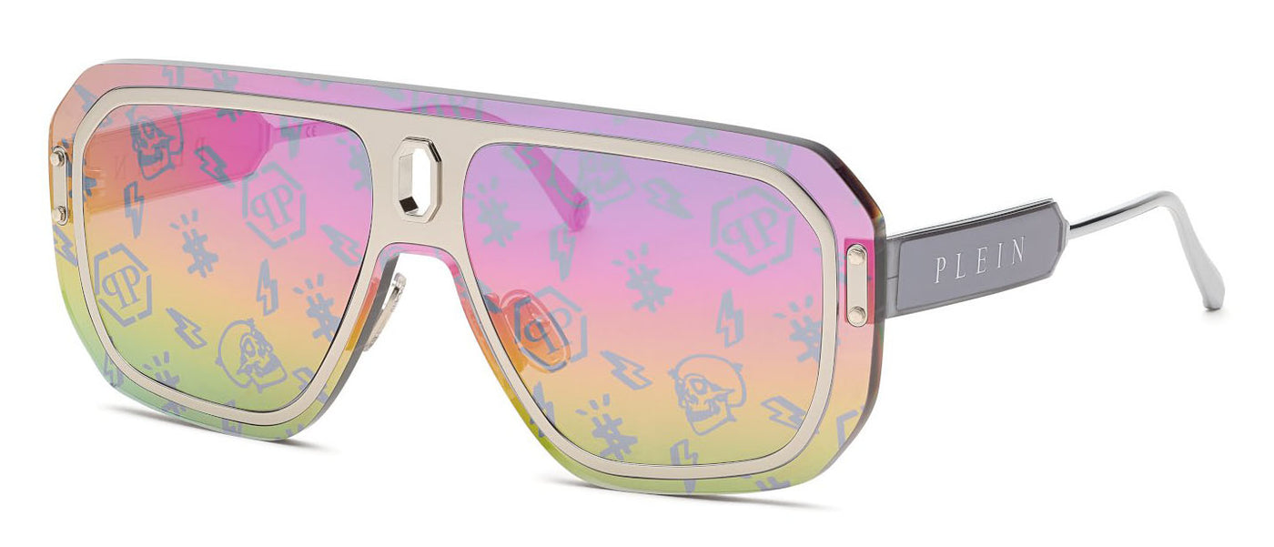 Philipp Plein SPP050 Total Shiny Palladium/Smoke-Rainbow Mirror #colour_total-shiny-palladium-smoke-rainbow-mirror