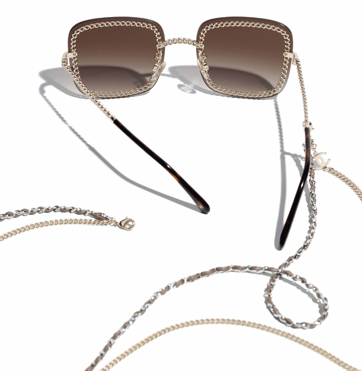 CHANEL Metal Square Frame Pearl Sunglasses 4235-H Dark Grey 698366